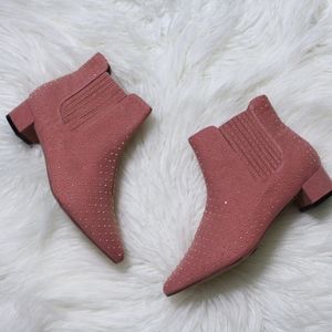 NEW Topshop Pink Vegan Suede Studded Ankle Booties